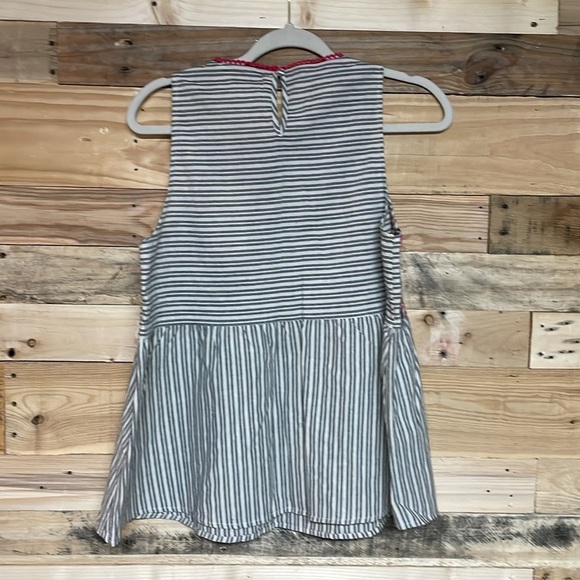 Savanna Jane size Large White with Black Stripes Sleeveless Colorful Stitch Top - Picture 9 of 9